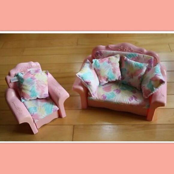 VINAGE BARBIE SWEET ROSES SOFA / BED & CHAIR / LOUNGER SET # 4471 - Picture 3 of 5